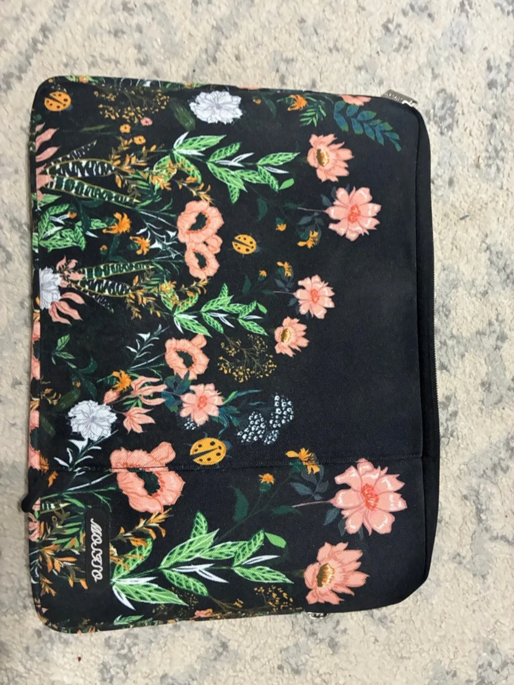 Floral Laptop Sleeve with Pink & Green Garden Print